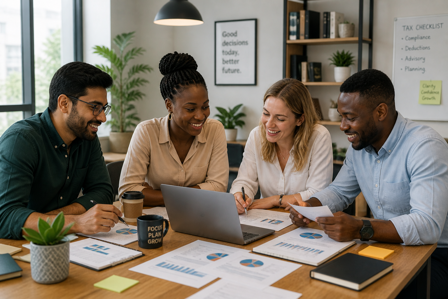 Diverse South African team working together in a modern office